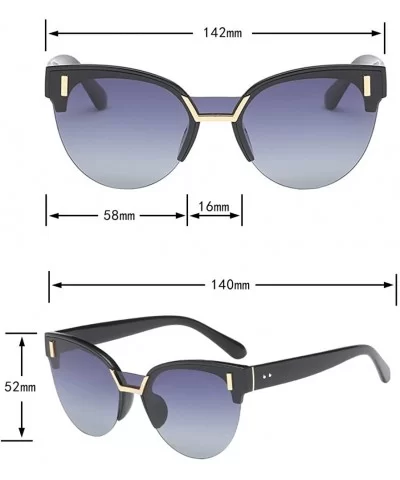 Half Frame Cat Eye Polarized Sunglasses Anti-UV Metal Frame Eyeglasses - Black Gray - CZ180RHAO24 $24.86 Oval