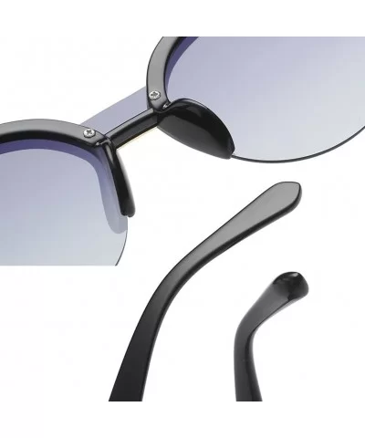 Half Frame Cat Eye Polarized Sunglasses Anti-UV Metal Frame Eyeglasses - Black Gray - CZ180RHAO24 $24.86 Oval