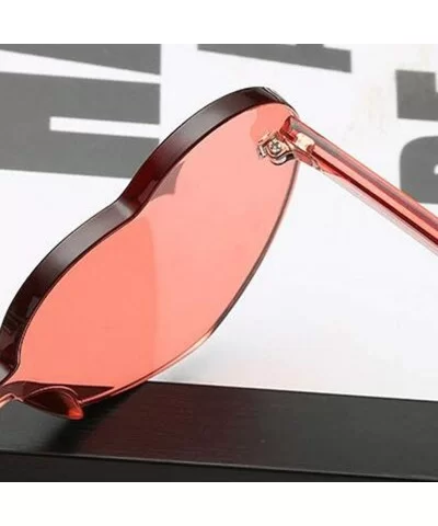 Heart Shaped Rimless Sunglasses Transparent Candy Color Frameless Glasses for Women Girls Party Gifts - Coffee - C0190HU7UL0 ...