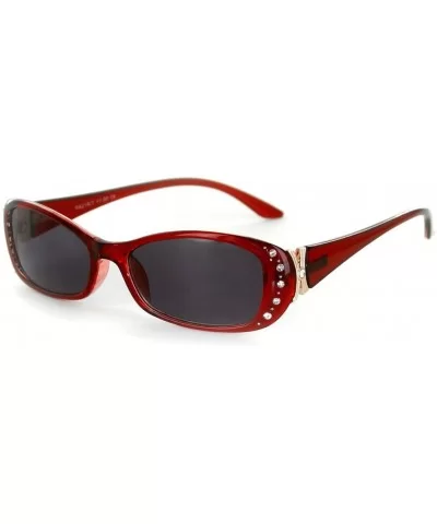 Solara" Rx-Able Full Reading Sunglasses (No Bifocal) with Crystals for Women (Red w/Smoke +2.00) - CI11Z9RUOWZ $38.52 Shield