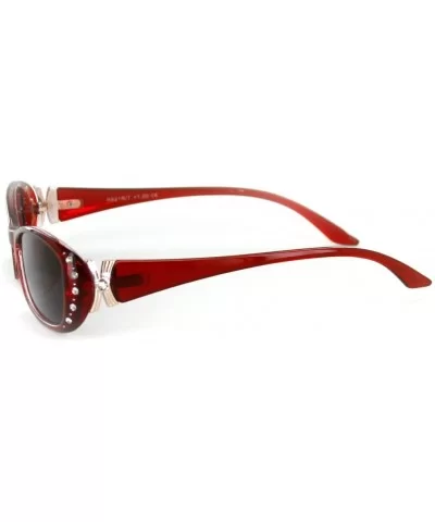 Solara" Rx-Able Full Reading Sunglasses (No Bifocal) with Crystals for Women (Red w/Smoke +2.00) - CI11Z9RUOWZ $38.52 Shield