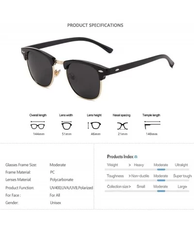 Fashion Semi RimlPolarized Sunglasses Men Women Half Frame Sun Glasses Classic Oculos De Sol UV400 - C71985EDGMG $26.82 Round