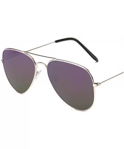 Aviation Sunglasses Women Brand Designer Mirror Retro Sun Glasses Pilot Vintage Female - Gold Purple - CF198ZLY9MZ $53.75 Goggle