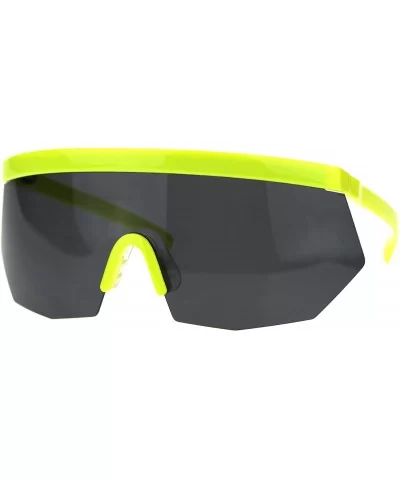 XL Oversize Half Rim Mask Style Shield Sun Guard Sunglasses - Yellow - CZ18TTEK4QA $21.58 Oversized