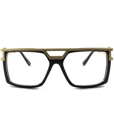 Awesome Swag Hot Oversized 80's Swagg Square Hip Hop Rapper Clear Lens Glasses - Black - C018WYMCURC $12.40 Oversized