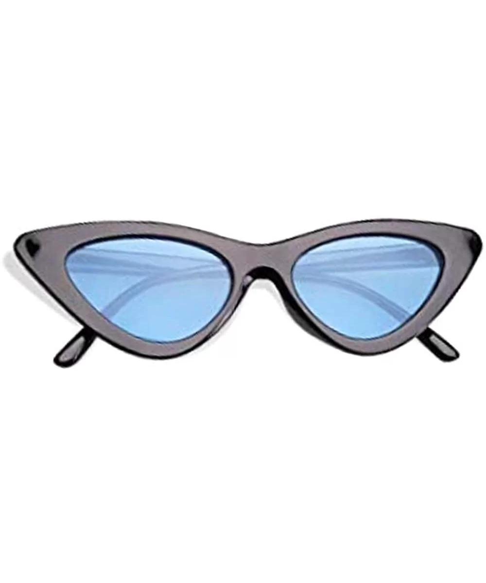 Retro Vintage Narrow Cat Eye Sunglasses for Women Clout Goggles - Light Blue Len - CX1922CLSNI $13.01 Round