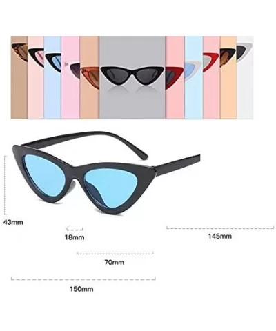 Retro Vintage Narrow Cat Eye Sunglasses for Women Clout Goggles - Light Blue Len - CX1922CLSNI $13.01 Round