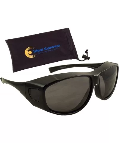 Fit Over Sunglasses with Polarized Lenses - Wear Over Prescription Glasses - Black Frame / Smoke Lens - CN11VANB9DJ $21.38 Wrap