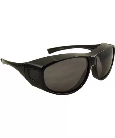 Fit Over Sunglasses with Polarized Lenses - Wear Over Prescription Glasses - Black Frame / Smoke Lens - CN11VANB9DJ $21.38 Wrap