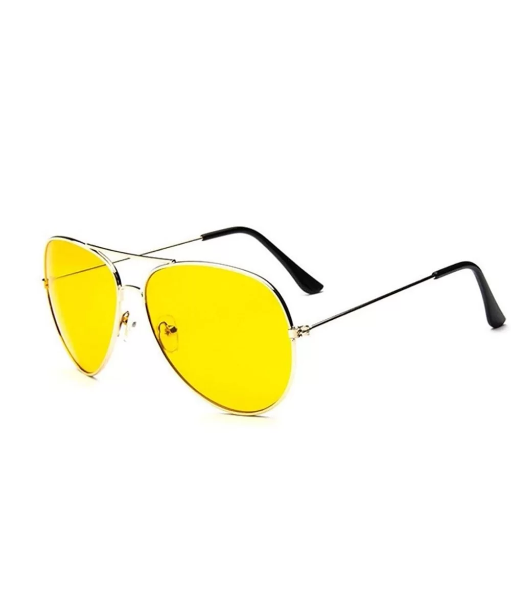 Classic Aviator Flat Lens Sunglasses For Women And Men Metal Frame - Gold Frame/Yellow Mirrored Lens - C618R7W2AES $8.30 Aviator