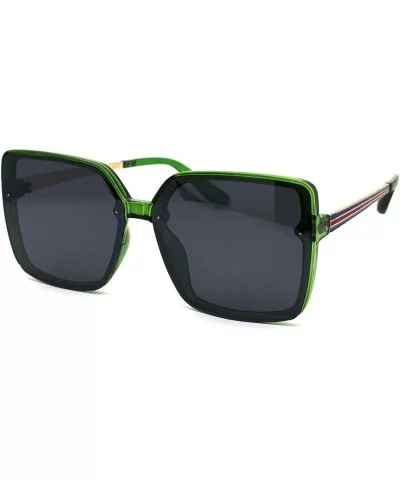 Womens Squared Rectangular Butterfly Plastic Designer Sunglasses - Green Black - CT196WHA54X $16.55 Butterfly