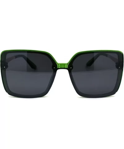 Womens Squared Rectangular Butterfly Plastic Designer Sunglasses - Green Black - CT196WHA54X $16.55 Butterfly