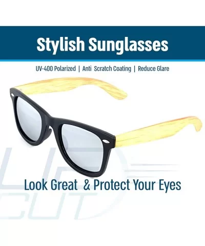 Stylish 80th Retro Unisex Polarized Sunglasses UV400 Classic Vintage Chic - Light Wood-ice Silver - C218DUZC0QG $11.73 Semi-r...