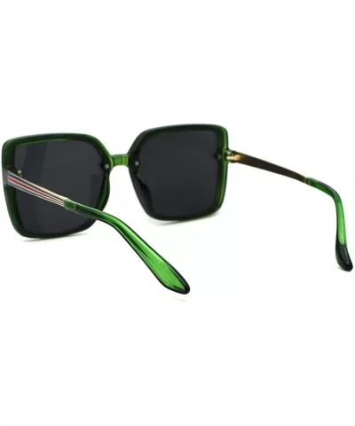 Womens Squared Rectangular Butterfly Plastic Designer Sunglasses - Green Black - CT196WHA54X $16.55 Butterfly