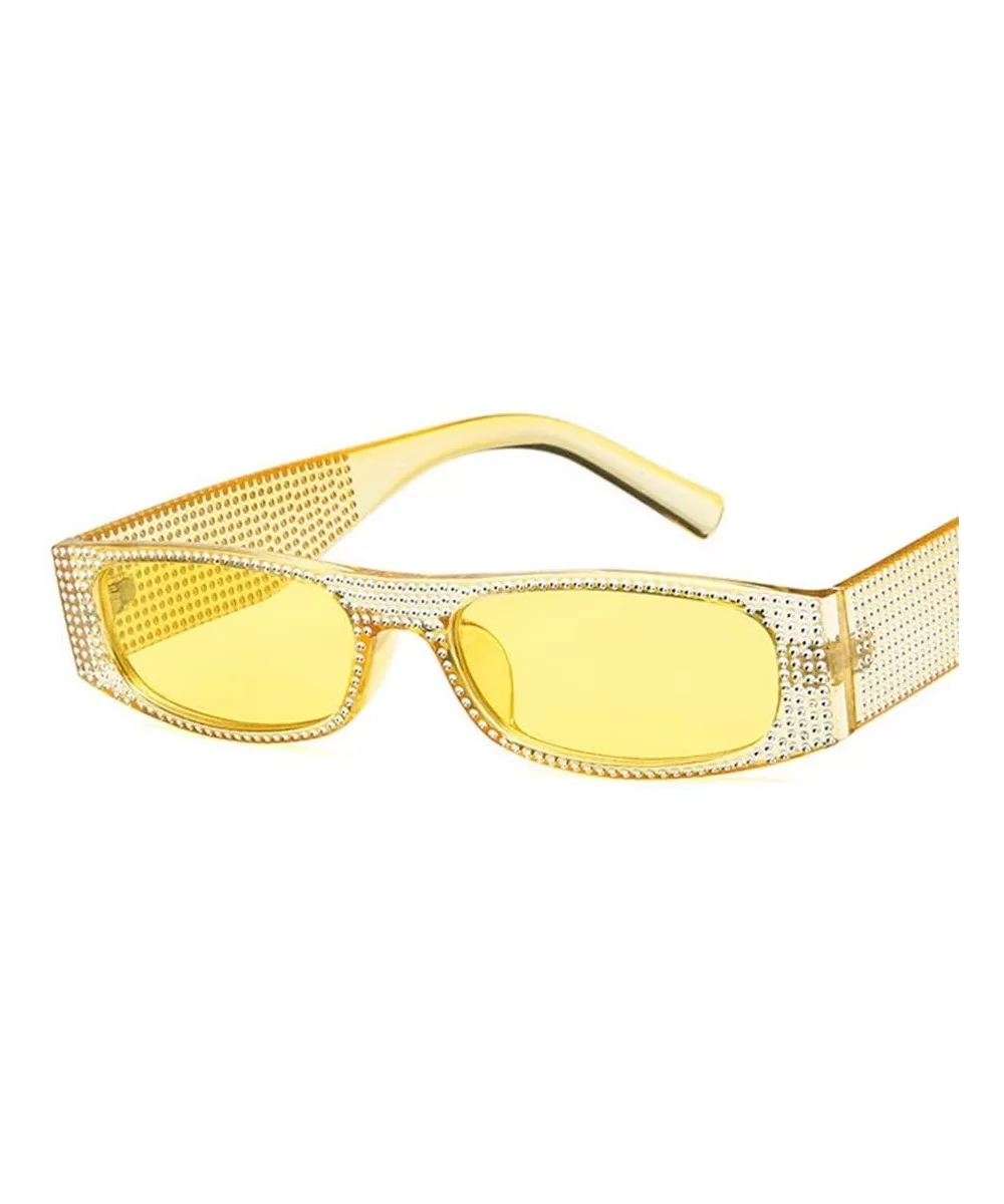 Sunglasses-Pearl Rivet Rectangle Sunglasses Luxury Sun Cover Summer Fashion Casual Glasses (J) - J - CK18R45QWQG $12.75 Square