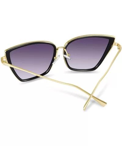 Designer Cateye Sunglasses Women Vintage Metal Glasses Mirror Retro Lunetteeil Femme UV400 - C4 - CH198A7CIXA $58.66 Aviator