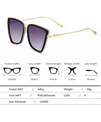 Designer Cateye Sunglasses Women Vintage Metal Glasses Mirror Retro Lunetteeil Femme UV400 - C4 - CH198A7CIXA $58.66 Aviator