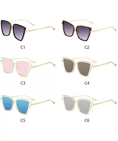 Designer Cateye Sunglasses Women Vintage Metal Glasses Mirror Retro Lunetteeil Femme UV400 - C4 - CH198A7CIXA $58.66 Aviator