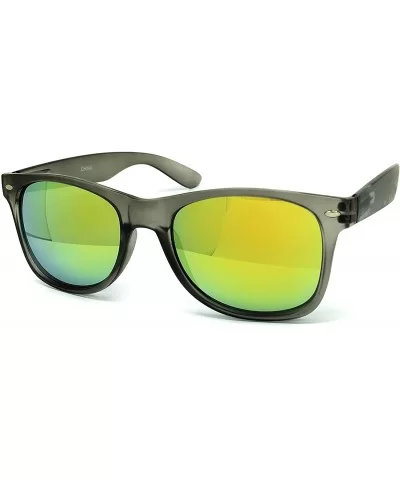 97800-1 Premium Soft Horned Rim Matte Finish Mirror Retro Sunglasses - Grey/ Blue Gold - CJ18OEMWCYD $19.55 Oversized