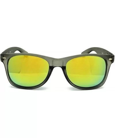 97800-1 Premium Soft Horned Rim Matte Finish Mirror Retro Sunglasses - Grey/ Blue Gold - CJ18OEMWCYD $19.55 Oversized