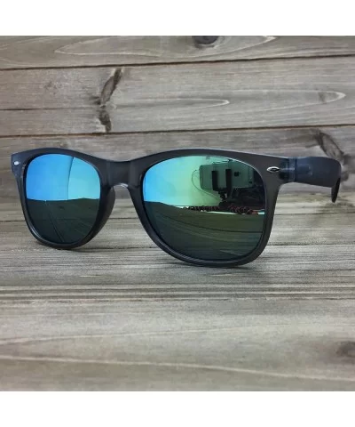 97800-1 Premium Soft Horned Rim Matte Finish Mirror Retro Sunglasses - Grey/ Blue Gold - CJ18OEMWCYD $19.55 Oversized