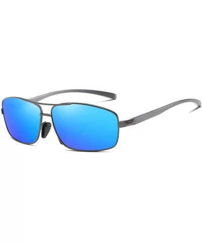 Men Polarized Sunglasses Rectangle Aloly Frame Sun Glasses Driving Glasses 90091 - Grey Blue - CC18WYSSNOE $21.95 Rectangular