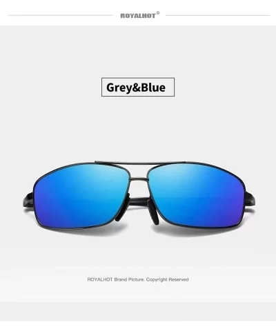 Men Polarized Sunglasses Rectangle Aloly Frame Sun Glasses Driving Glasses 90091 - Grey Blue - CC18WYSSNOE $21.95 Rectangular