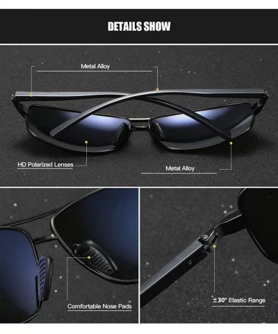 Men Polarized Sunglasses Rectangle Aloly Frame Sun Glasses Driving Glasses 90091 - Grey Blue - CC18WYSSNOE $21.95 Rectangular