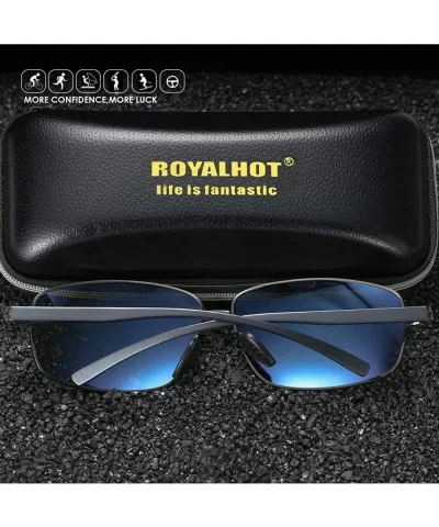 Men Polarized Sunglasses Rectangle Aloly Frame Sun Glasses Driving Glasses 90091 - Grey Blue - CC18WYSSNOE $21.95 Rectangular