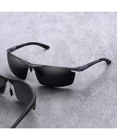 DESIGN Men Classic Aluminum Alloy Sunglasses HD Polarized Sunglasses C01 Black - C08 Red - CT18XN900NK $24.96 Aviator