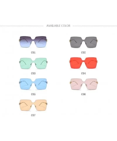 Candy Color Rimless Pink Unisex Sunglasses Women Vintage Shades Oversized Square Men Green Blue Summer Sunglasses - CI18RYCXO...