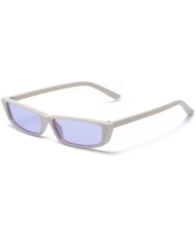 Bold Small Frame Sunglasses Stylish Fashion Designer Rectangle Frame Shades - White-purple - CZ1896YIOQ8 $15.13 Square