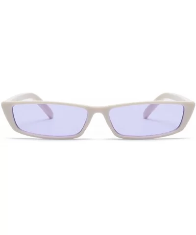 Bold Small Frame Sunglasses Stylish Fashion Designer Rectangle Frame Shades - White-purple - CZ1896YIOQ8 $15.13 Square