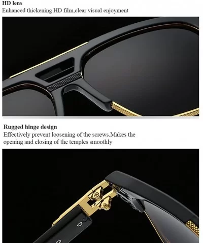 Men Women Square Retro Reflective Metal Frame Glasses Chain Strap Sunglasses - Black - CH18CYQCR92 $35.66 Square