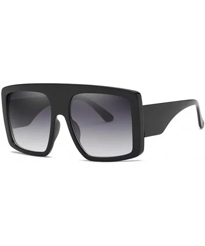 Trendy Square Sunglasses for Women Oversized Plastic Frame Sunglasses UV Protection - Black Grey - CI190L30M25 $17.54 Square