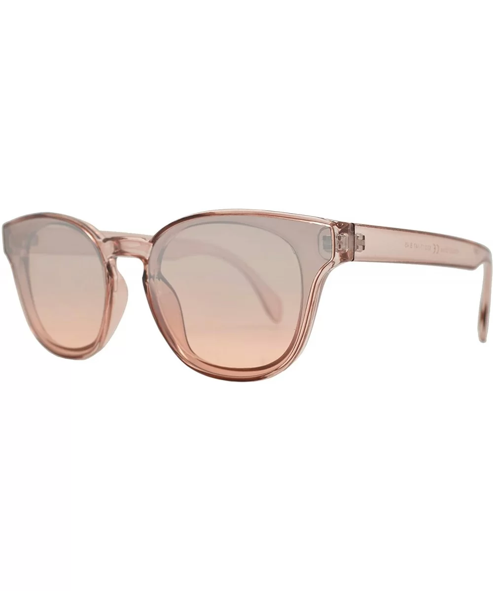 Classic Horn Rimmed Flat Lens Keyhole Sunglasses for Women - Clear Beige + Pink Gradient - CV18I62YWXX $17.69 Wayfarer