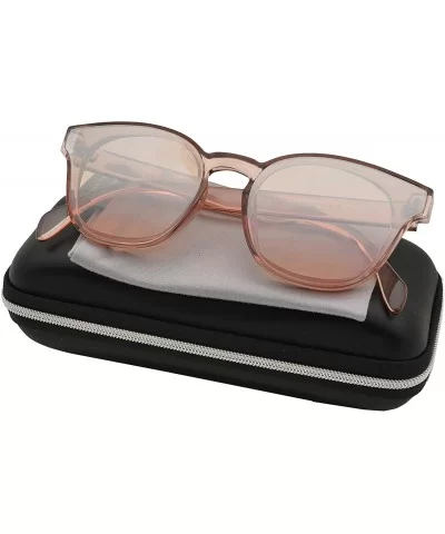 Classic Horn Rimmed Flat Lens Keyhole Sunglasses for Women - Clear Beige + Pink Gradient - CV18I62YWXX $17.69 Wayfarer