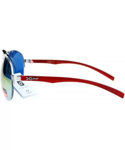 Sports Aviator Sunglasses Unisex Half Rim Aviators UV400 Protection - Red - CQ124WM5TOZ $12.46 Sport