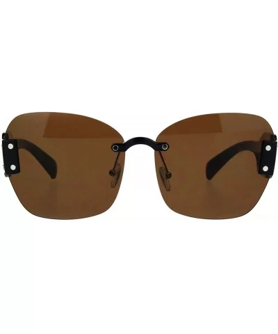 Womens Rimless Butterfly Retro Futurism Diva Sunglasses - Brown Yellow Brown - C918K3X9WMM $17.02 Rimless