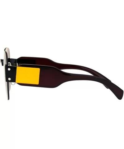 Womens Rimless Butterfly Retro Futurism Diva Sunglasses - Brown Yellow Brown - C918K3X9WMM $17.02 Rimless