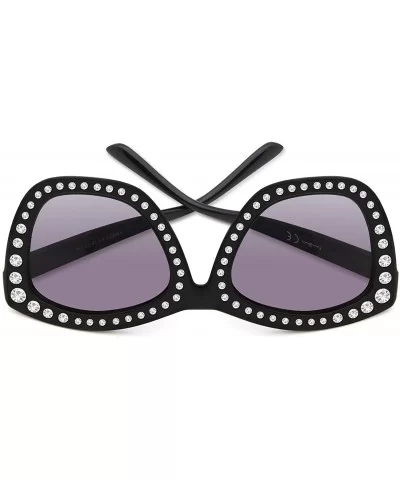 Women Cat Eye Sunglasses Oversized Sparkling Crystal Thick Frame FW2011 - C1-black - CA18KG0HKRT $29.09 Oversized