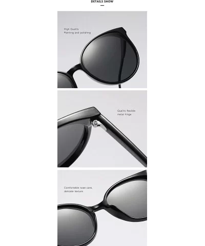 Women Polarized Sunglasses Retro Round Eyewear Full Rimmed Protection Anti-UV for Outing - Black - C318QXWLG9R $16.57 Round