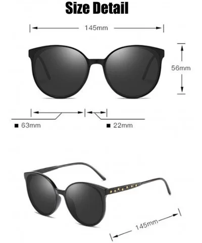 Women Polarized Sunglasses Retro Round Eyewear Full Rimmed Protection Anti-UV for Outing - Black - C318QXWLG9R $16.57 Round