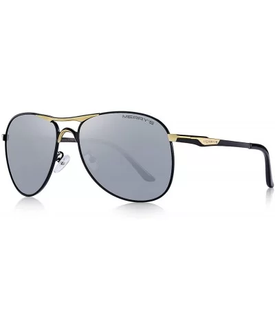 Men Classic Pilot Sunglasses HD Polarized Shield Sunglasses for Mens Driving UV400 Protection S8175 - Gold&silver - CQ190338L...