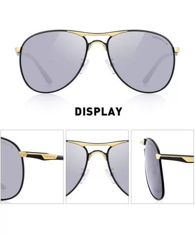 Men Classic Pilot Sunglasses HD Polarized Shield Sunglasses for Mens Driving UV400 Protection S8175 - Gold&silver - CQ190338L...