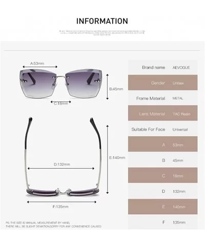 Sunglasses For Women Oversized Rimless Diamond Cutting Square Glasses AE0528 - Gold&brown - C917YANOCSX $19.27 Square