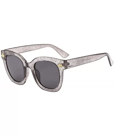 Retro Oversized Square Sunglasses for Women UV Protection Flat Lens - E - C9190HXRGE7 $9.32 Oversized