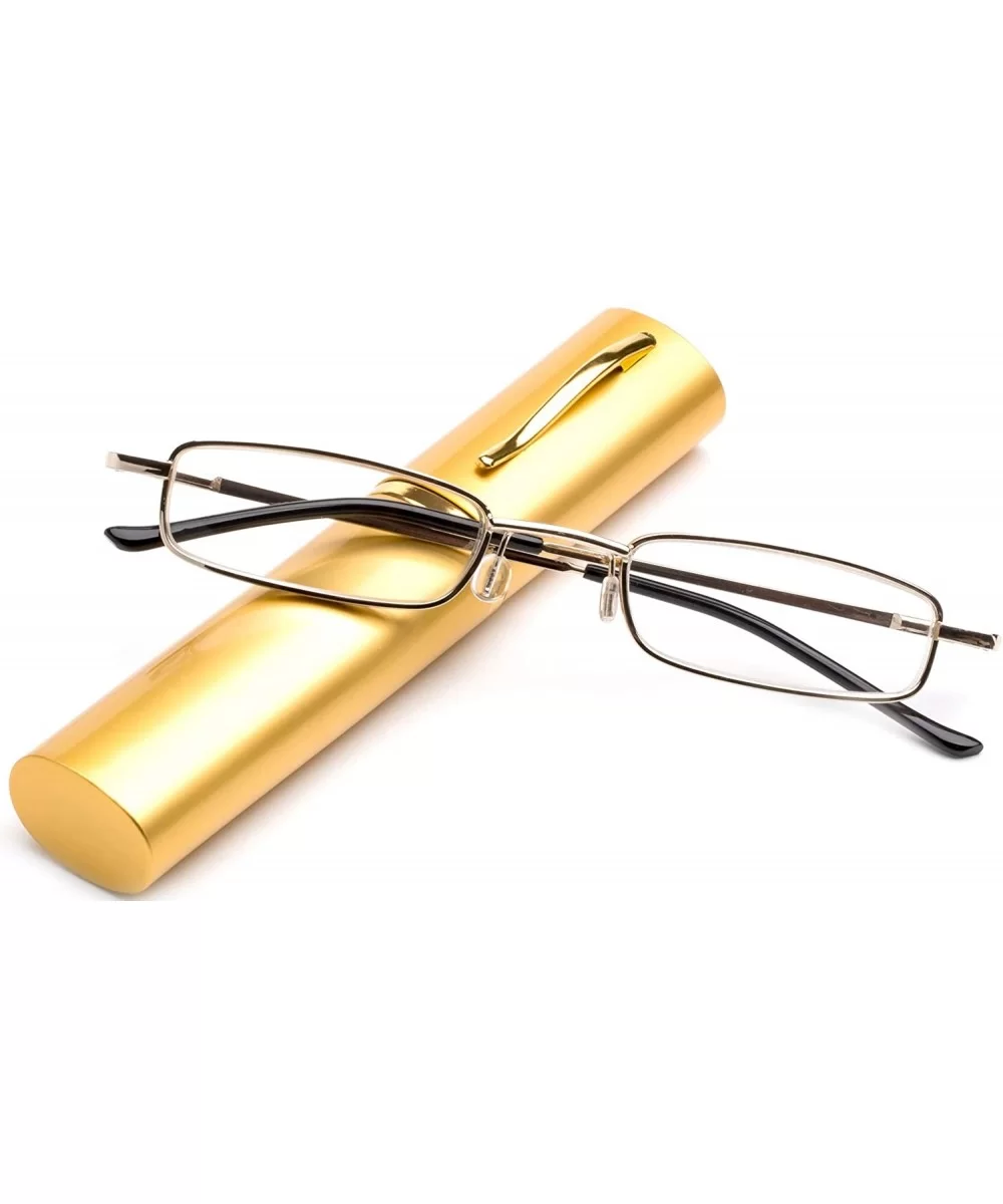 Fashion Reading Glasses Portable Aluminum - Gold - CB11LGU1PVD $12.92 Rectangular