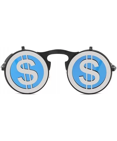 Vintage Flip Up Sunglasses Juniors John Lennon Style Circle Sun Glasses - Blackblue - CB18U0TGTWE $12.20 Round