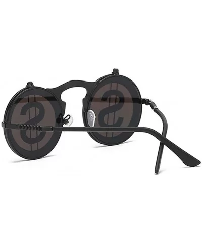 Vintage Flip Up Sunglasses Juniors John Lennon Style Circle Sun Glasses - Blackblue - CB18U0TGTWE $12.20 Round